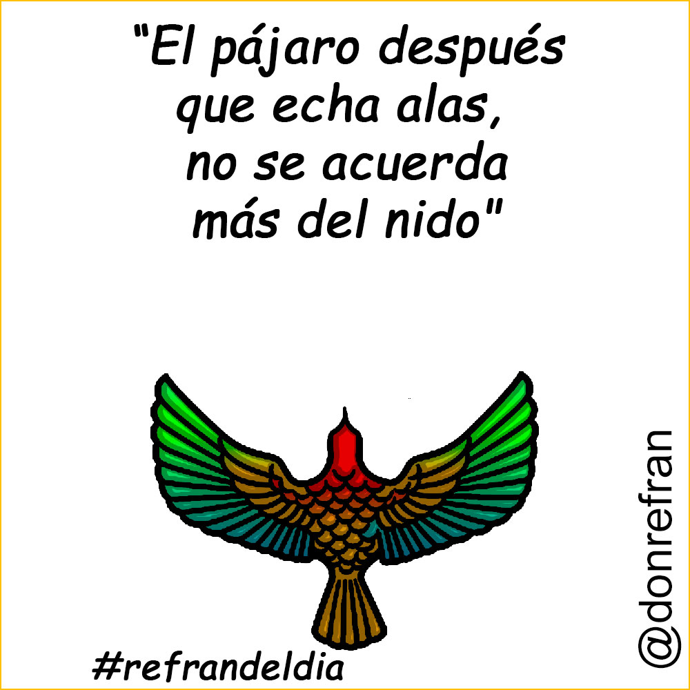 “El pájaro después que echa alas, no se acuerda más del nido"